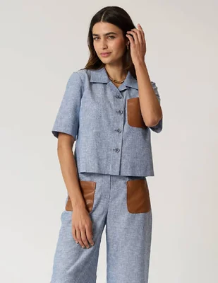 Blusa camisera Criteria manga corta para mujer
