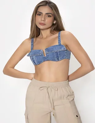 Top Studio F escote medio tirante ancho