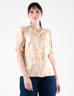 Blusa camisera Margaret manga corta para mujer