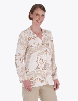 Blusa camisera Charme manga larga para mujer