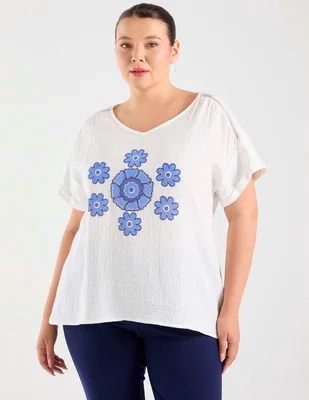 Blusa lieb plus manga corta para mujer