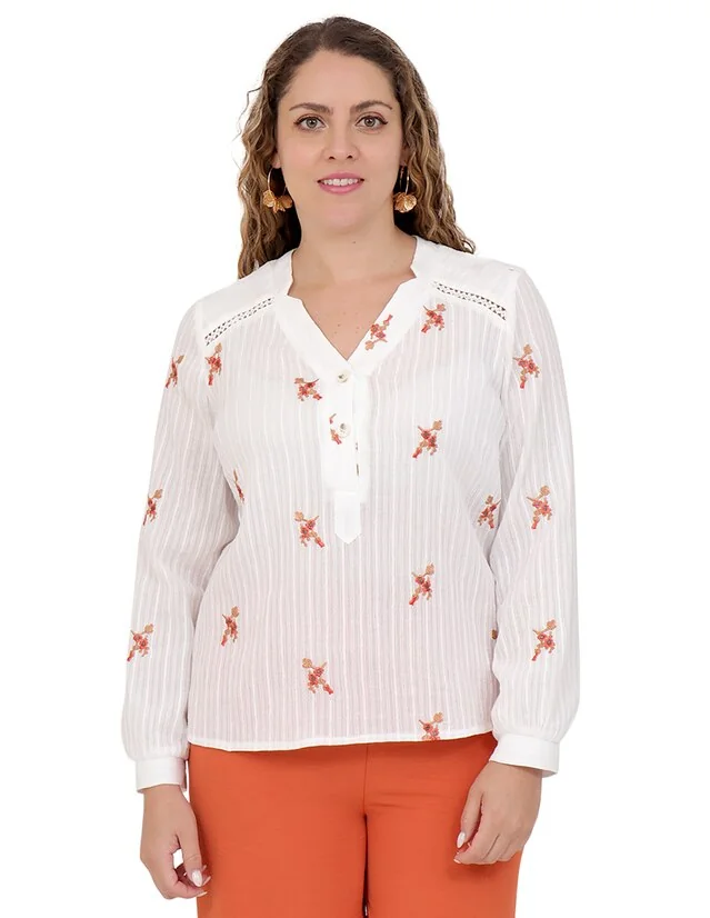Blusa Duplan Petite manga larga para mujer