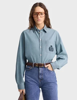 Camisa Sporty & Rich de algodón manga larga para mujer