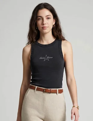 Top Guess Jeans Cuello Redondo Escote Sin Escote Tirante Ancho
