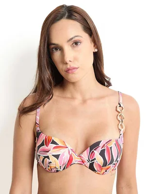 Top bikini Selmark estampado floral con copas para mujer