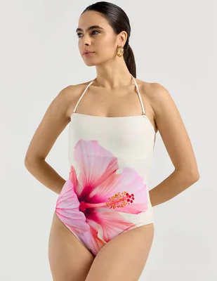 Traje de baño completo Map estampado floral para mujer