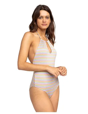 Traje de baño completo Roxy estampado a rayas para mujer