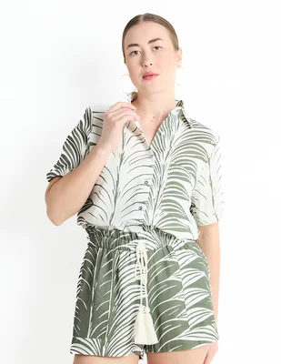 Salida de playa camisa Palmacea con pompón para mujer