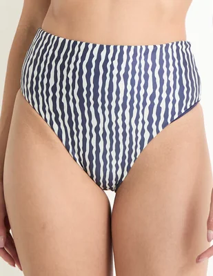 Bikini Palmacea estampado a rayas cintura alta para mujer