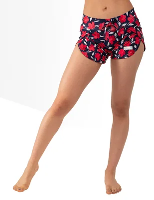 Shorty bikini sunskin estampado floral a la pretina ancha para mujer