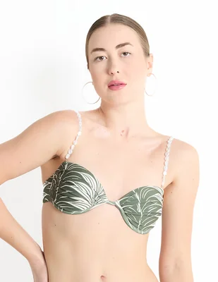 Top bikini Palmacea estampado floral con copas para mujer