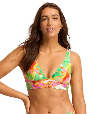Top bikini Seafolly estampado con copa removible para mujer