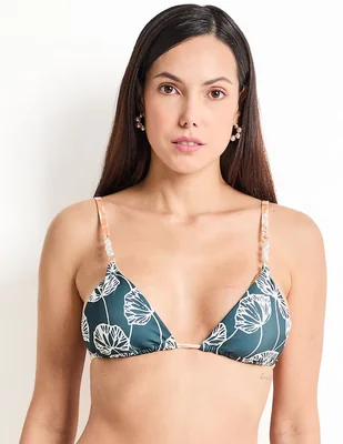 Top bikini Palmacea estampado floral con copa triangular para mujer
