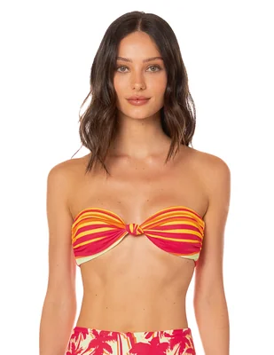 Top maaji estampado a rayas con copa(s) sin copas para mujer