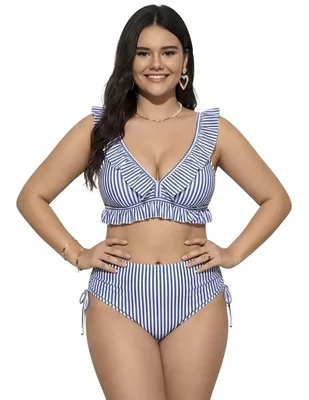 Conjunto bikini Lemonade estampado a rayas para mujer