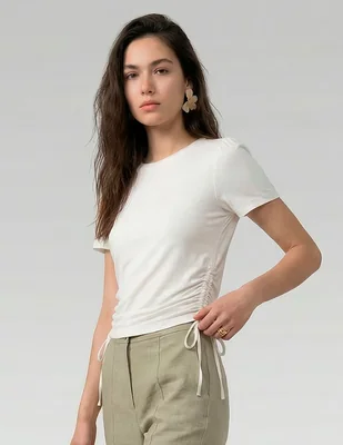 Playera manga corta Petite Studio cuello redondo para mujer