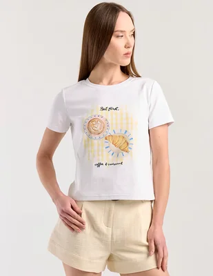 Playera manga corta Petite Studio cuello redondo para mujer
