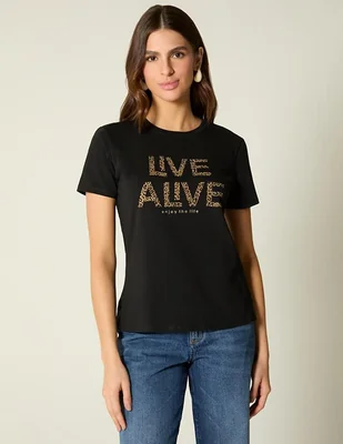 Playera manga corta Studio F Piton Style cuello redondo para mujer