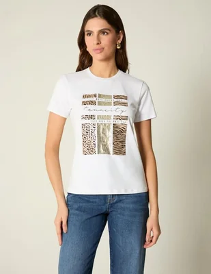 Playera manga corta Studio F cuello redondo para mujer