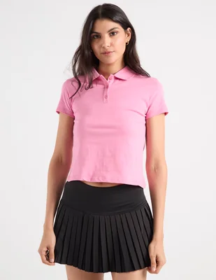 Playera manga corta coffee bean juniors cuello con botón para mujer