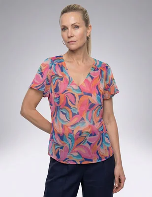 Playera manga corta punt roma cuello v para mujer