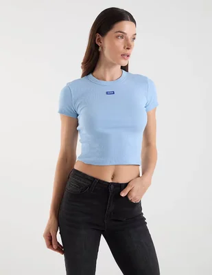 Playera manga corta Hugo Blue cuello redondo para mujer