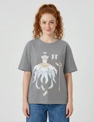 Playera manga corta tee bar colección caricaturas cuello redondo para mujer