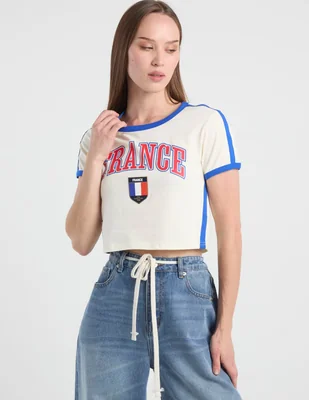 Playera manga corta fifa francia cuello redondo para mujer