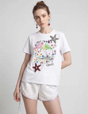 Playera manga corta Celia B cuello redondo para mujer