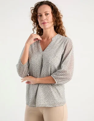 Blusa manga 3/4 Punt Roma cuello V para mujer