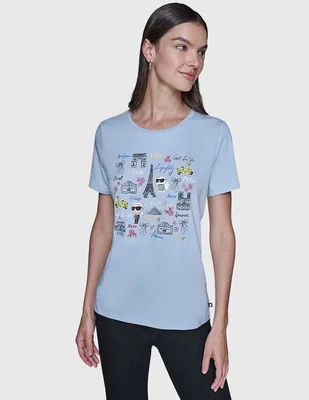 Playera manga corta Karl Lagerfeld Paris cuello redondo para mujer