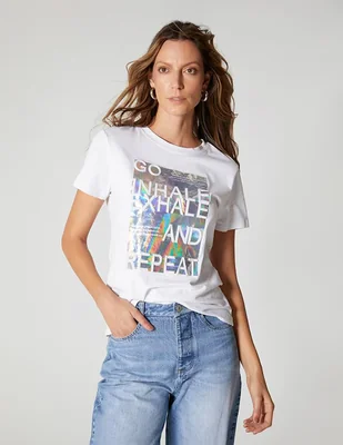 Playera manga corta Studio F Tornasol cuello redondo para mujer