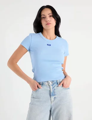 Playera manga corta Hugo Blue cuello redondo para mujer
