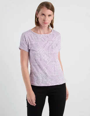 Playera manga corta morango cuello redondo para mujer