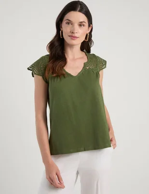Blusa manga corta Maison 123 cuello V para mujer