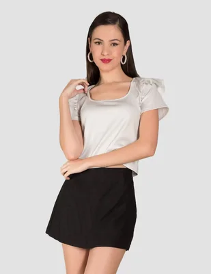 Playera manga corta Tattoo cuello cuadrado para mujer