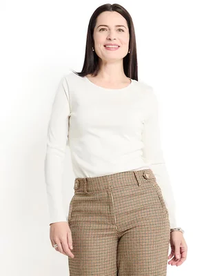 Playera manga larga Talbots cuello redondo para mujer