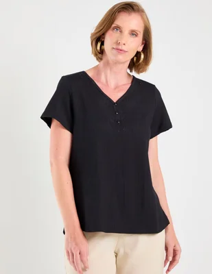 Playera manga corta morango cuello v para mujer