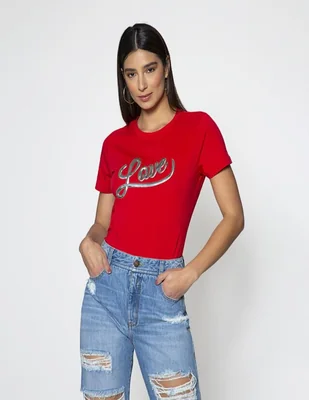 Playera manga corta Studio F cuello redondo para mujer