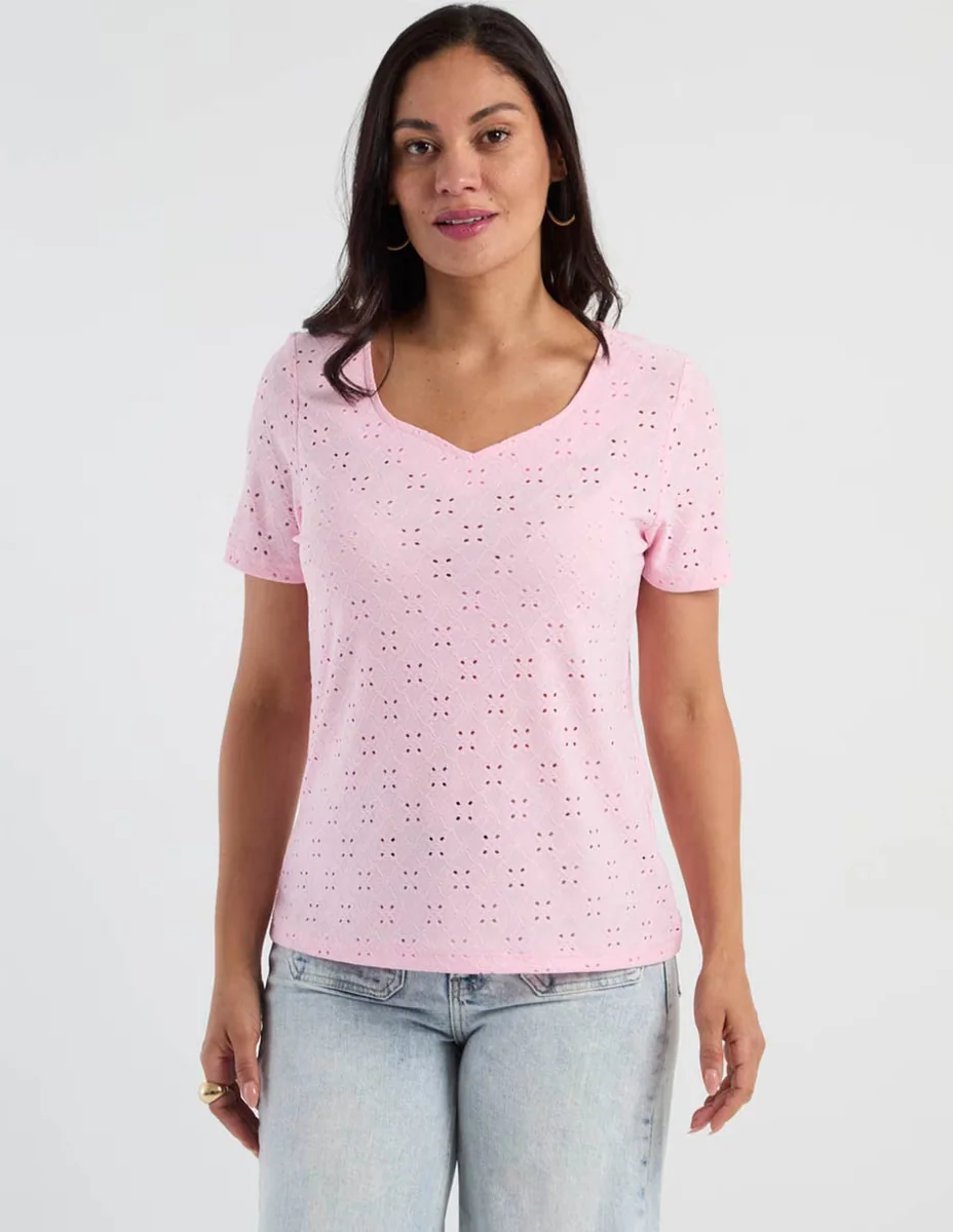Playera manga corta morango cuello redondo para mujer