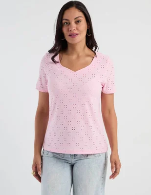 Playera manga corta morango cuello redondo para mujer