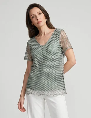Playera manga corta Punt Roma cuello V para mujer