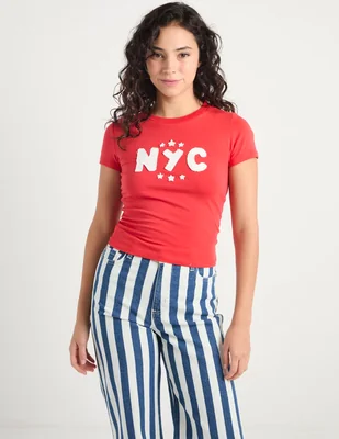 Playera manga corta Coffee Bean cuello redondo para mujer