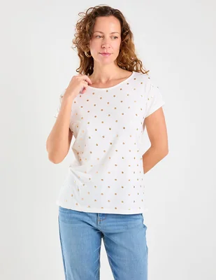 Playera manga corta morango cuello redondo para mujer
