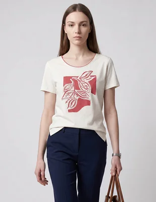 Playera manga corta Punt Roma cuello redondo para mujer
