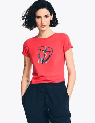 Playera manga corta Nautica cuello redondo para mujer