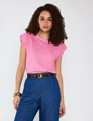 Playera manga corta Maison 123 cuello redondo para mujer