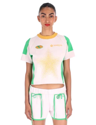 Playera manga corta ppaayyss colección cuello redondo para mujer