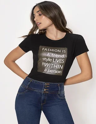 Playera manga corta Studio F cuello redondo para mujer