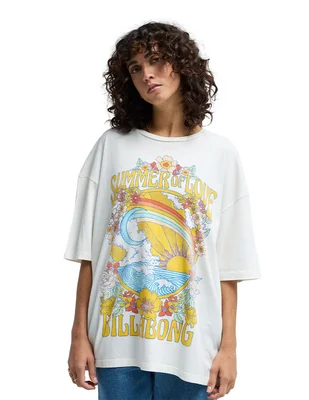 Playera manga corta billabong summer of love cuello redondo para mujer